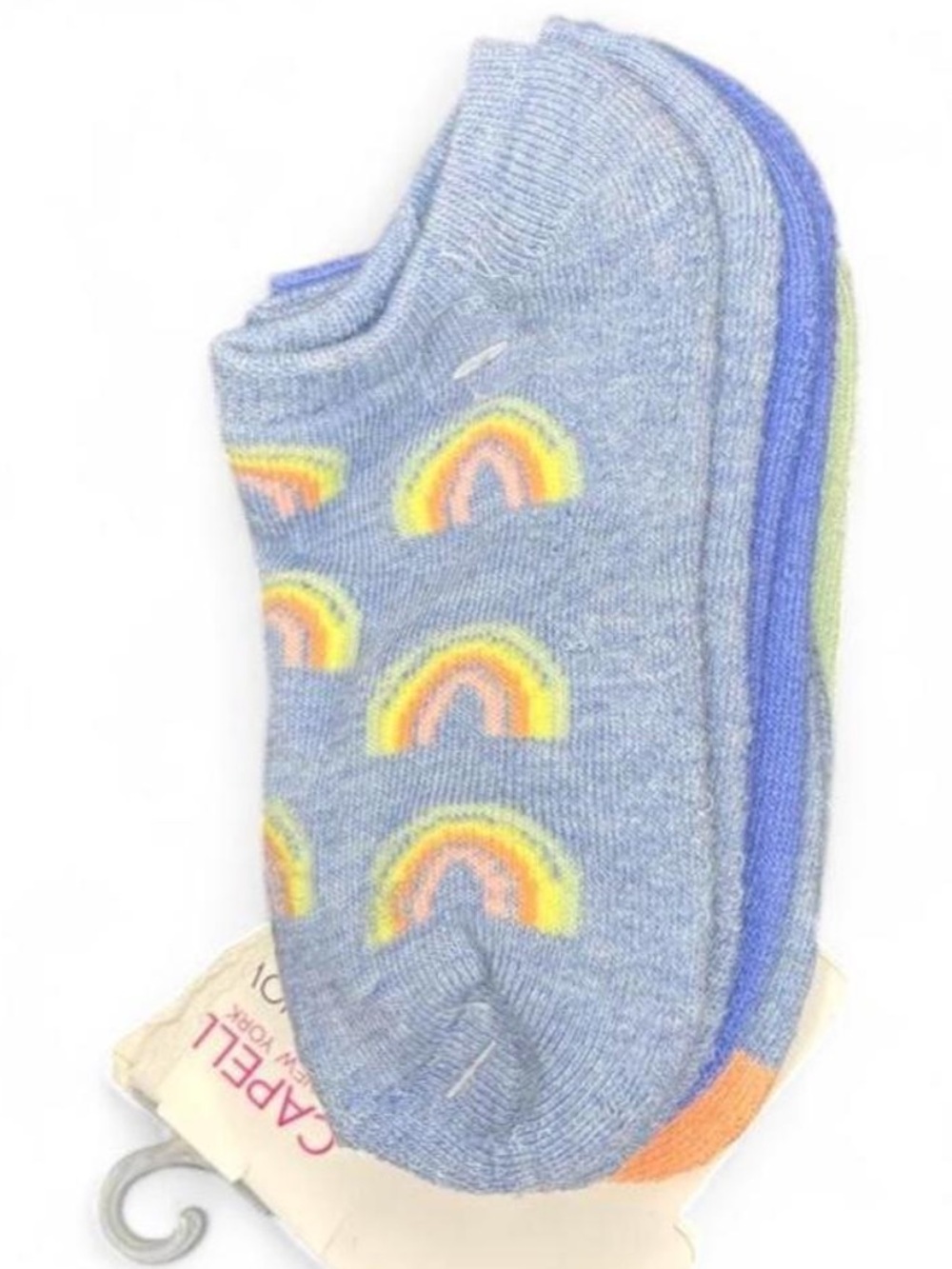 NWT 5 pack Capella Blue girls  Socks with Rainbow Design size 9/11